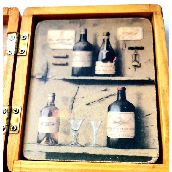 Vintage Greenbrier Coasters Set of 6 Coaster 4 1/2" x 3 1/2" Wood with Wood Box - Picture 6 of 6